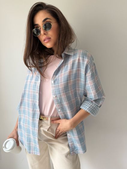Košile károvaná modrá