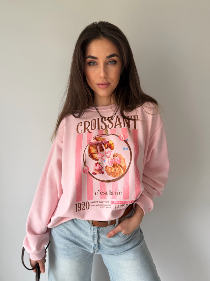 Mikina croissant růžová