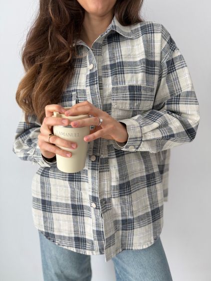 Košile/ bundička károvaná modrá