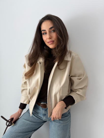 Koženková bunda Exclusive krémová