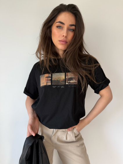 Triko s potiskem černá