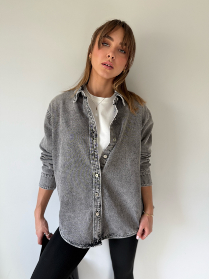 Riflová bunda No šedá