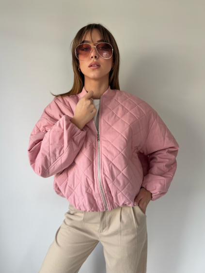 Bunda prošívaná růžová