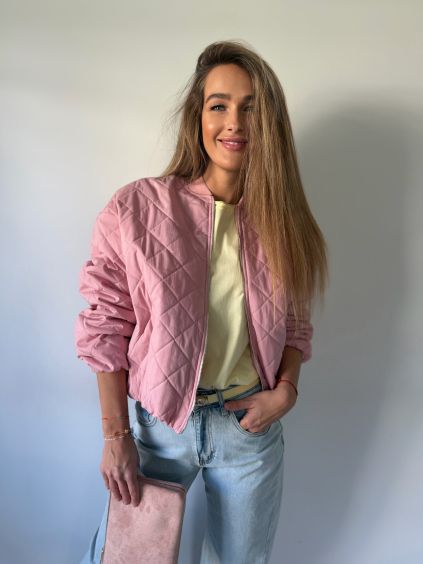 Prošívaná bunda růžová