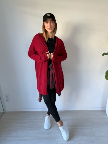Cardigan basic červená