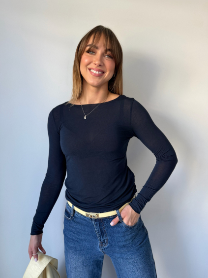 Triko s kašmírem tmavě modrá