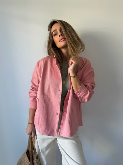 Riflový kabátek růžová