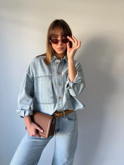 Riflová bunda short