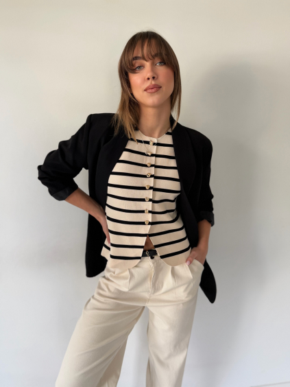 Luxusní vestička Korr pruh krémová