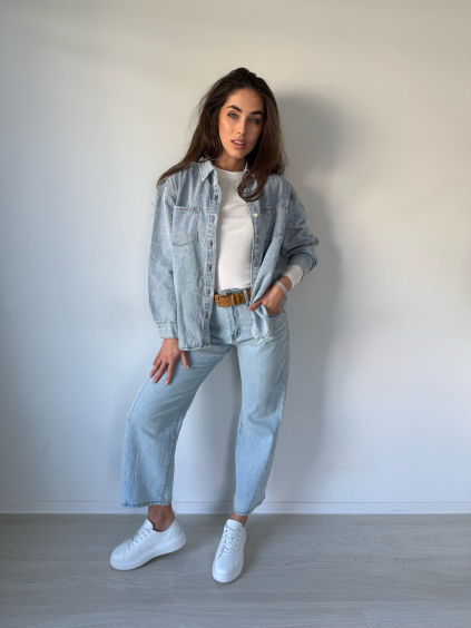 Riflová košile s kamínky