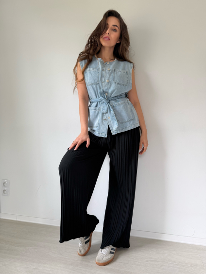 Kalhoty skládané černá