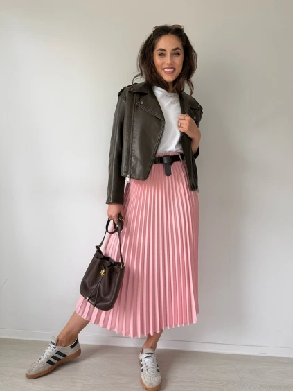 Skládaná sukně růžová