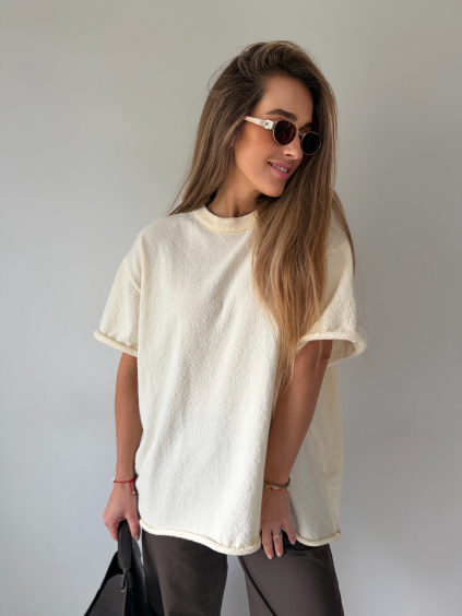 Oversize froté triko vanilka