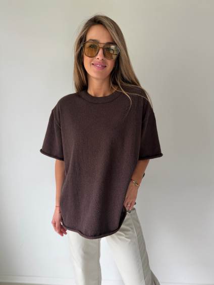 Oversize froté triko hnědá