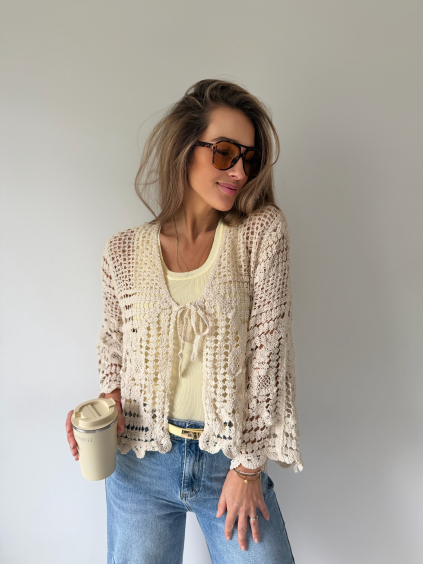 Boho svetřík se zavazováním
