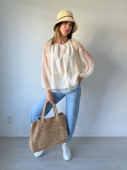 Halenka boho krémová