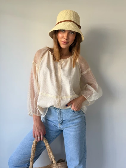 Halenka boho krémová