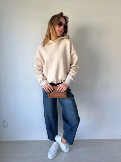 Basic mikina s kapucí béžová