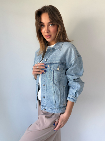 Basic riflová bunda Silver