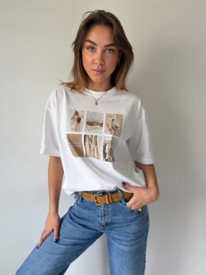 Triko s potiskem style bílá