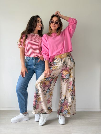 Kalhoty Flower creme