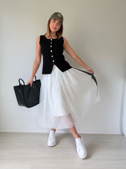 Tylová sukně line bílá