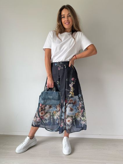 Sukně s květy dark