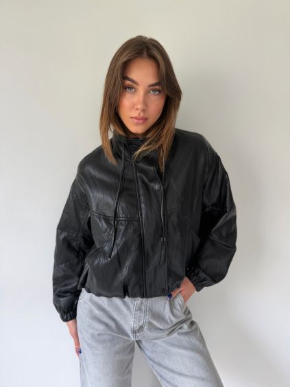 Koženková bunda černá