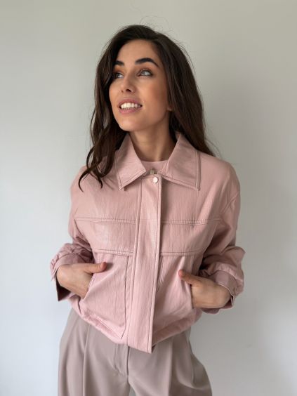 Koženková bunda růžová