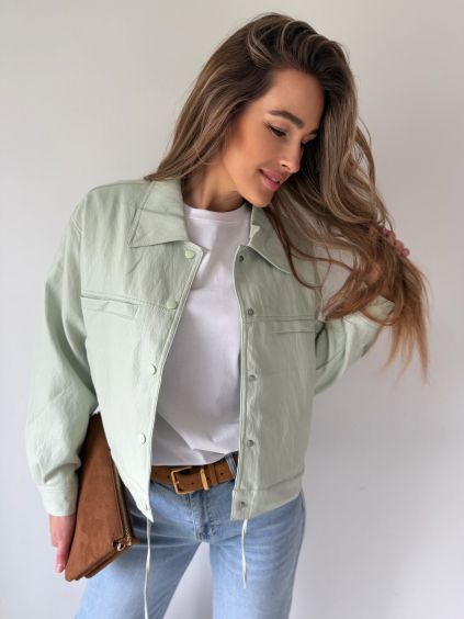 Koženková bunda mint