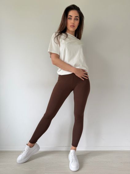 Legíny žebrované hnědá