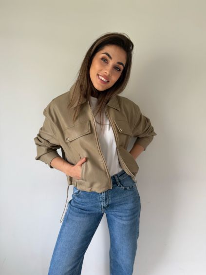 Koženková bunda mocca