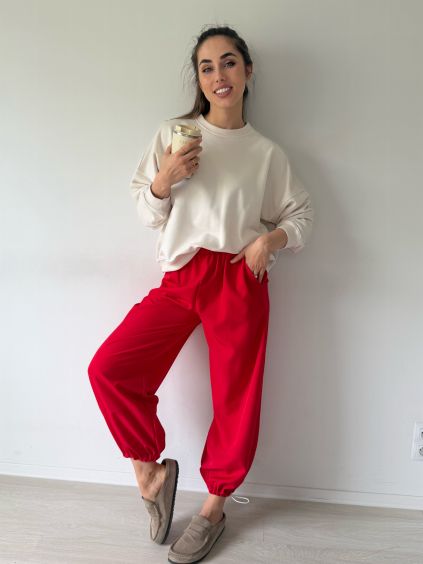 Kalhoty Jersey červená