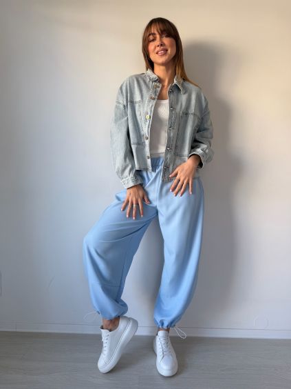 Kalhoty Jersey světle modrá