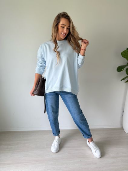 Basic mikina prodloužená modrá