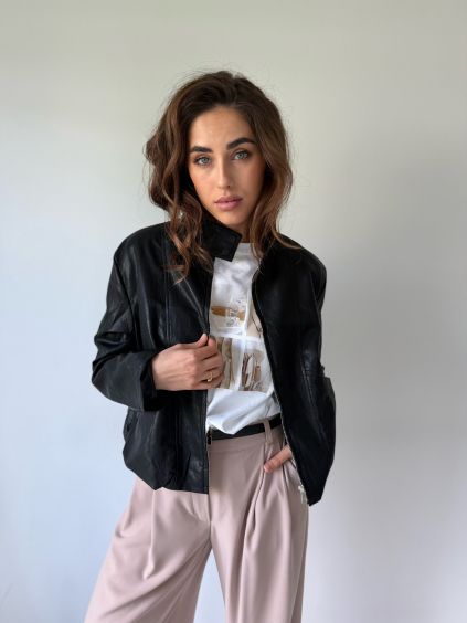 Koženková bunda Mony černá