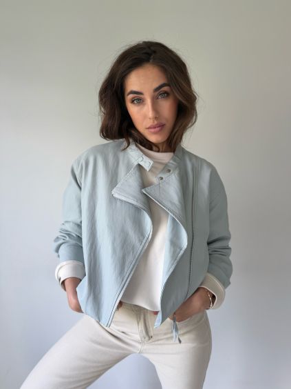 Koženková bunda Azur modrá