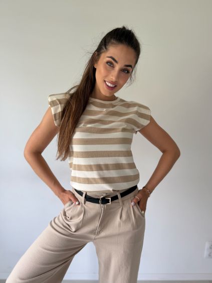 Triko s pruhy SKORT krémová