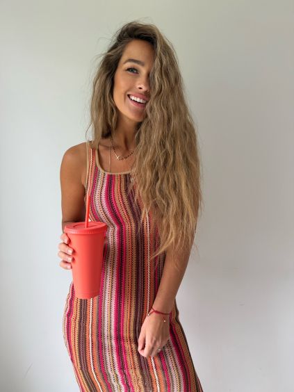 Háčkované šaty fuchsia