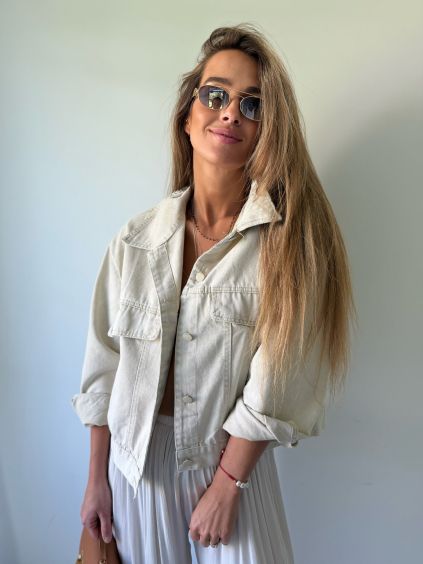 Riflová bunda krémová