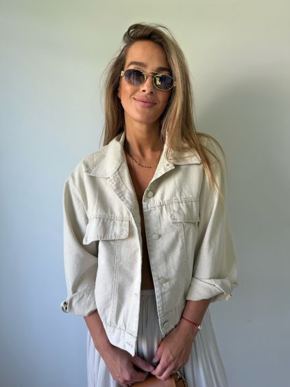 Riflová bunda krémová