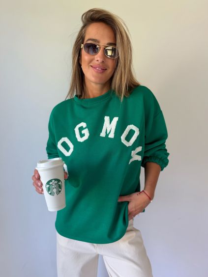 Mikina DOG MOM zelená
