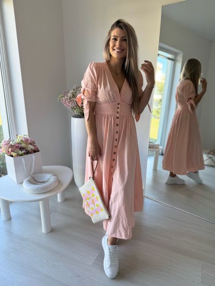 Riflové šaty Cream meruňková