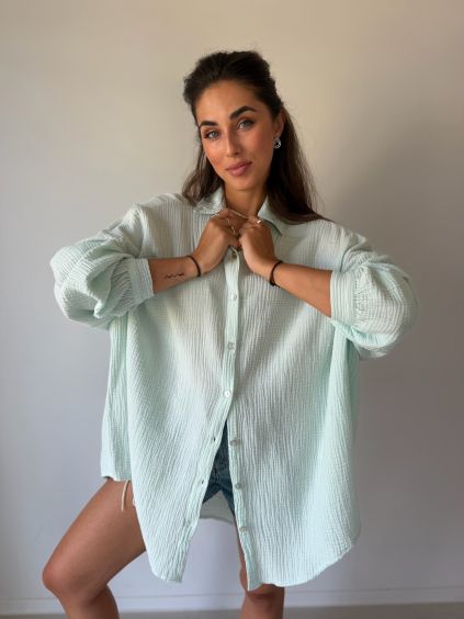 Košile mušelín OVERSIZE baby mint