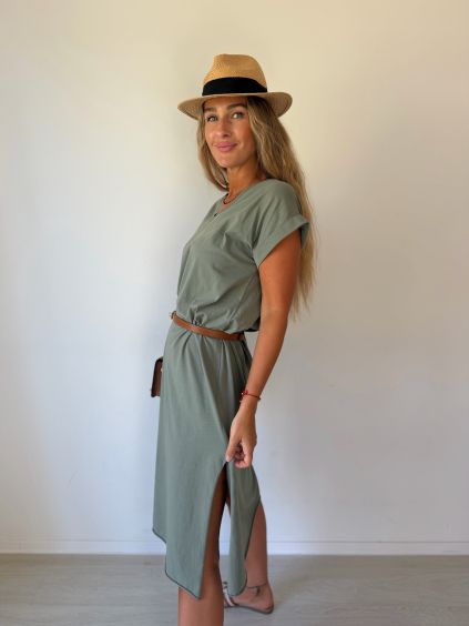 Šaty Basic khaki