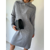 Svetrové šaty límec šedá