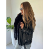 Zimní koženková bunda s kožíškem černá