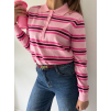 Lehký svetr s pruhy růžová