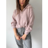 Mohérový svetr s kapucí na zip růžová