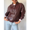 Koženková bunda vínová